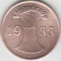 Deutsches Reich 1 Pfennig 1933 F aus dem Umlauf