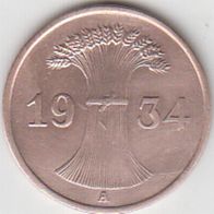 Deutsches Reich 1 Pfennig 1934 A aus dem Umlauf