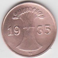 Deutsches Reich 1 Pfennig 1935 D aus dem Umlauf