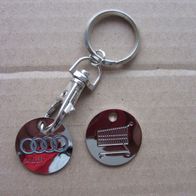 Audi Schlüsselanhänger aus Metall, mit Karabinerhaken + Ring, incl. Einkaufswagenchip