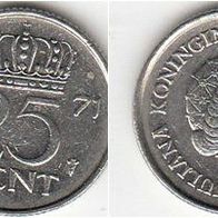 Niederlande 25 Cent 1971 (m91)