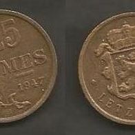 Münze Luxemburg: 25 Centimes 1947