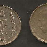 Münze Luxemburg: 20 Frang 1981