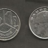 Münze Belgien: 1 Frank 1991