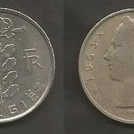 Münze Belgien: 5 Frank 1963