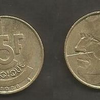 Münze Belgien: 5 Frank 1986