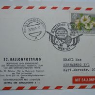 32. Ballonpostflug Österreich Pro Juventute Tag der Österreichischen Fahne 1964