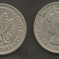 Münze Britisch Zypern: 50 Mils 1955