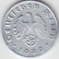 Deutsches Reich 1 Pfennig 1940 B Zink aus dem Umlauf