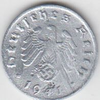 Deutsches Reich 1 Pfennig 1941 D Zink aus dem Umlauf