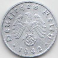 Deutsches Reich 1 Pfennig 1942 E Zink aus dem Umlauf
