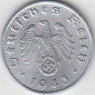Deutsches Reich 1 Pfennig 1943 A Zink aus dem Umlauf