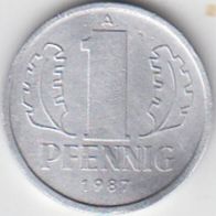 DDR 1 Pfennig 1987 A aus dem Umlauf