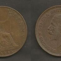Münze Großbritanien: 1 Penny 1935