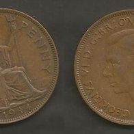 Münze Großbritanien: 1 Penny 1944