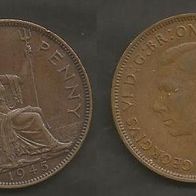 Münze Großbritanien: 1 Penny 1945