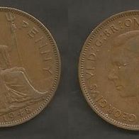 Münze Großbritanien: 1 Penny 1948