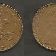 Münze Großbritanien: 2 New Pence 1975