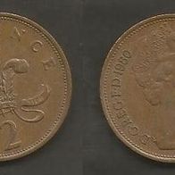 Münze Großbritanien: 2 New Pence 1980