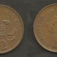 Münze Großbritanien: 2 New Pence 1981