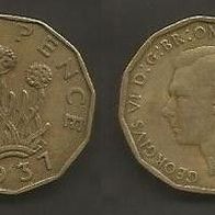Münze Großbritanien: 3 Pence 1937