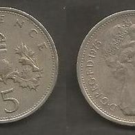 Münze Großbritanien: 5 New Pence 1975