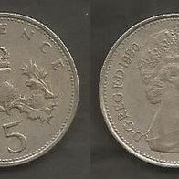 Münze Großbritanien: 5 New Pence 1980