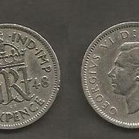 Münze Großbritanien: 6 Pence 1948