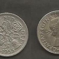 Münze Großbritanien: 6 Pence 1955