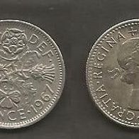 Münze Großbritanien: 6 Pence 1967