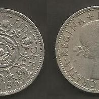 Münze Großbritanien: 2 Shilling 1965