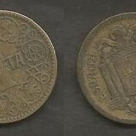 Münze Spanien Alt: 1 Peseta 1944