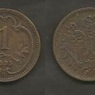 Münze Österreich Alt: 1 Heller 1895 - VZ