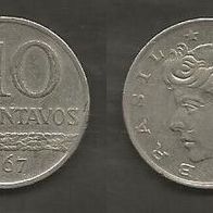 Münze Brasilien: 10 Centavos 1967
