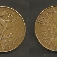 Münze Brasilien: 25 Centavos 2002