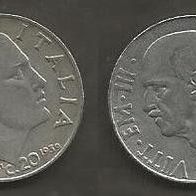 Münze Italien Alt: 20 Centisimi 1939 - R - Geriffelter Rand, Magnetisch