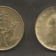 Münze Italien: 20 Lire 1958 - VZ