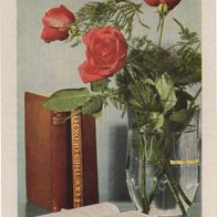 Deutschland Anhalt AK Vase mit Rosen auf Tisch Künstlerkarte Ansichtskarte Postkarte