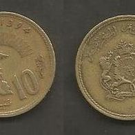 Münze Marokko: 10 Centimes 1974