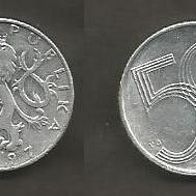 Münze Tschecheslowakei: 50 Hellar 1997