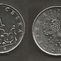 Münze Tschecheslowakei: 1 Koruna 2000