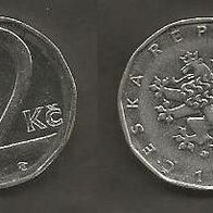 Münze Tschecheslowakei: 2 Koruna 1993