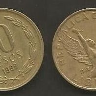 Münze Chile: 10 Pesos 1988