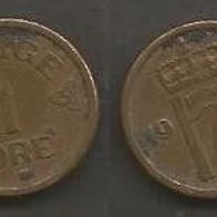 Münze Norwegen: 1 Öre 1953