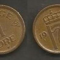 Münze Norwegen: 1 Öre 1957