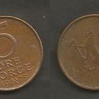 Münze Norwegen: 5 Öre 1975