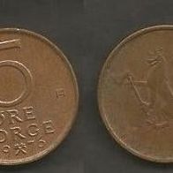Münze Norwegen: 5 Öre 1976