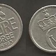 Münze Norwegen: 10 Öre 1963