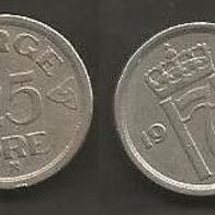 Münze Norwegen: 25 Öre 1957
