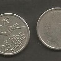 Münze Norwegen: 25 Öre 1965